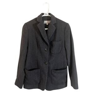 Bloomingdale's Petite 2 Button Closure Charcoal Gray Coat Jacket Women's Sz 4P
